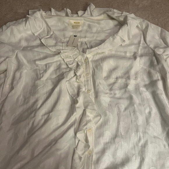 Anthropologie Maeve Jojo Ruffle Button Up Top - Picture 4 of 8